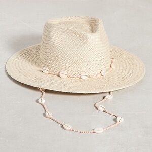 NWOT Lack of Color Seashells Straw Boater Fedora Hat